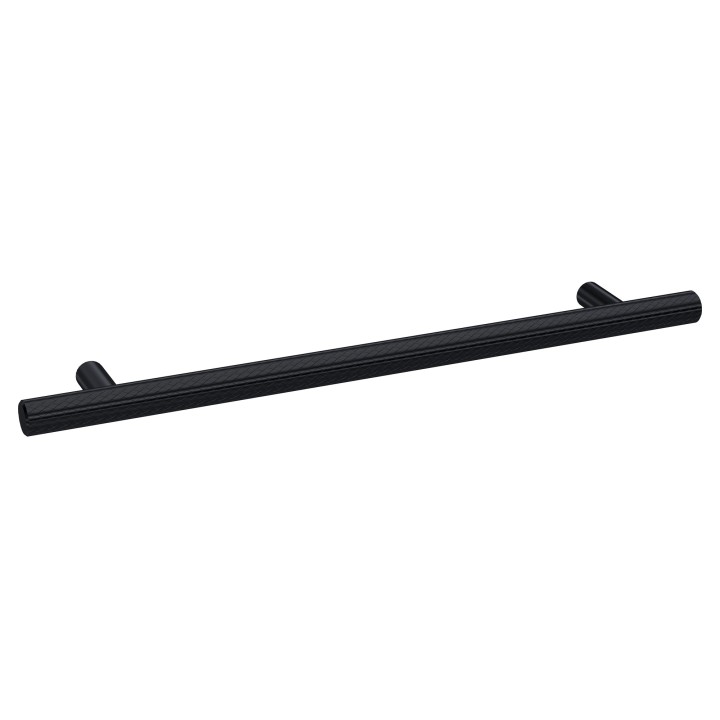 Matt Black Knurled Bar Handle - 252mm (w) x 12mm (h) x 32mm (d)