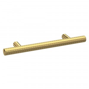 Brushed Brass Knurled Bar Handle - 156mm (w) x 12mm (h) x 32mm (d)