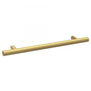 Brushed Brass Knurled Bar Handle - 220mm (w) x 12mm (h) x 32mm (d)