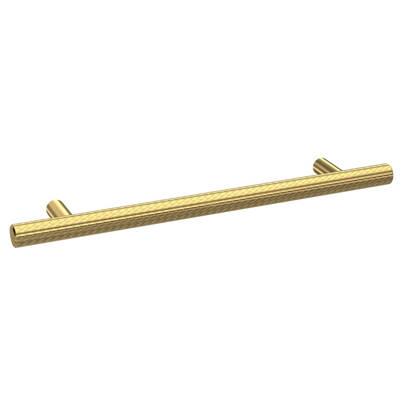 Brushed Brass Knurled Bar Handle - 220mm (w) x 12mm (h) x 32mm (d)