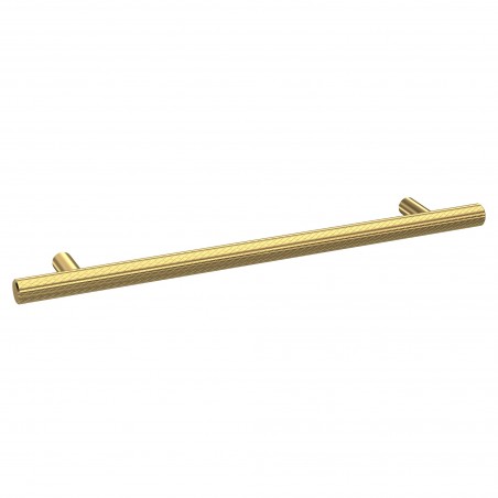 Brushed Brass Knurled Bar Handle - 252mm (w) x 12mm (h) x 32mm (d)