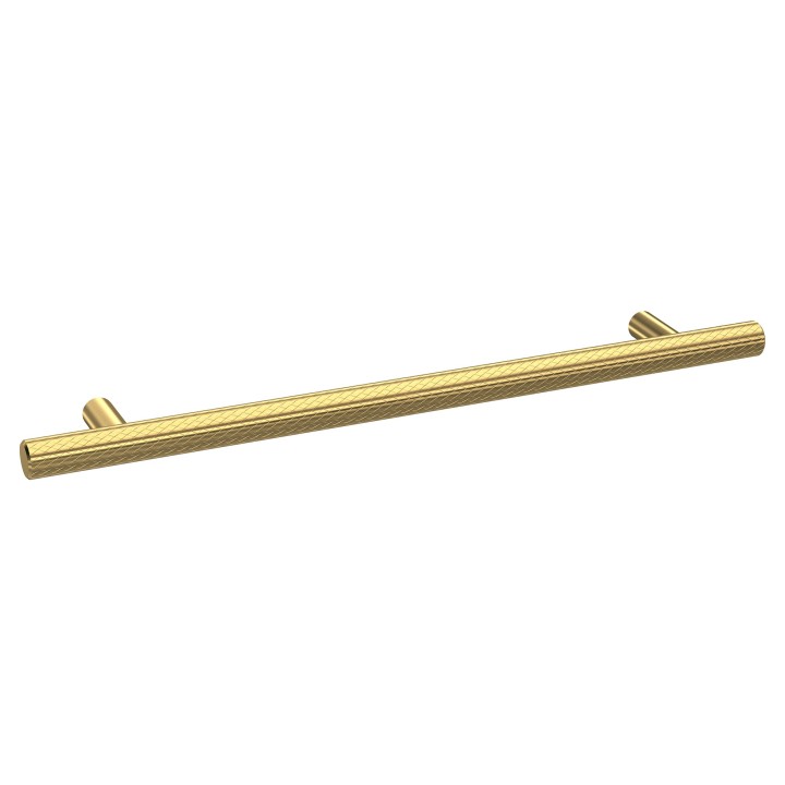 Brushed Brass Knurled Bar Handle - 252mm (w) x 12mm (h) x 32mm (d)