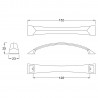Chrome Bow Handle - 152mm (w) x 23mm (h) x 25mm (d) - Technical Drawing