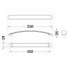 Matt Black D Shape Bar Handle - 210mm (w) x 19mm (h) x 24mm (d) - Technical Drawing