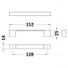 Matt Black D Handle - 150mm (w) x 24mm (h) x 29mm (d) - Technical Drawing