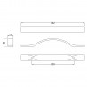 Chrome Strap Handle - 810mm (w) x 400mm (h) x 20mm (d) - Technical Drawing