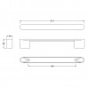 Chrome Rounded Handle - 215mm (w) x 30mm (h) x 20mm (d) - Technical Drawing