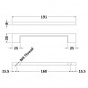 Matt Black D Handle - 191mm (w) x 28mm (h) x 8mm (d) - Technical Drawing