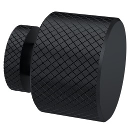 Matt Black Knurled Round Knob - 30mm (w) x 30mm (h) x 30mm (d)