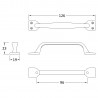 Satin Nickel Strap Handle - 126mm (w) x 19mm (h) x 23mm (d) - Technical Drawing