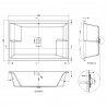 Double Ended Inset Spa Bath - White - Technical Drawing