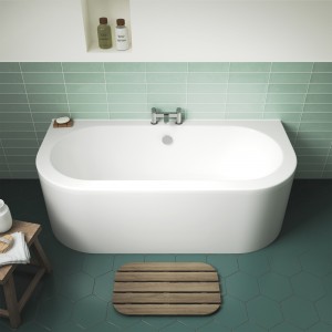 "Shingle" Curved Double Ended Back To Wall 1700mm(L) x 750mm(W) Bath (Includes Panel)