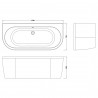 Shingle Curved Double Ended Back To Wall 1700mm(L) x 750mm(W) Bath (Includes Panel) - Technical Drawing