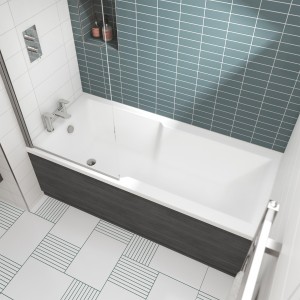 Square Straight Single Ended Shower Bath 1700mm (L) x 750mm (W) - Acrylic