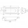 Otley Round Single Ended Rectangular Bath 1675mm (L) x 700mm (W) - Acrylic - Technical Drawing