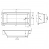Linton Thin Edge Single Ended Rectangular Bath 1800mm (L) x 800mm (W) - Acrylic - Technical Drawing
