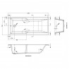 Square Straight Single Ended Shower Bath 1700mm (L) x 750mm (W) - Eternalite Acrylic - Technical Drawing