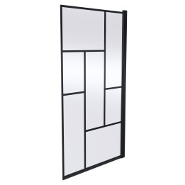 Matt Black Fixed Abstract Block Framed Bath Screen 785 x 1430mm