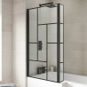 Matt Black Fixed Abstract Block Framed Bath Screen with Fixed Return 795 x 1430mm - Insitu