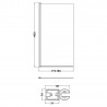 Polished Chrome Square Top Bath Screen 790mm(w) x 1435mm(h) - 6mm Glass - Technical Drawing
