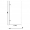 Polished Chrome Square Top Hinged Bath Screen 830mm(w) x 1520mm(h) - 8mm Glass - Technical Drawing