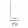 Polished Chrome Square Top Bath Screen & Rail 790mm(w) x 1435mm(h) - 6mm Glass - Technical Drawing