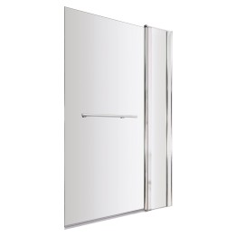 Polished Chrome Square Top Bath Screen Fixed Panel & Rail 1005mm(w) x 1435mm - 6mm Glass