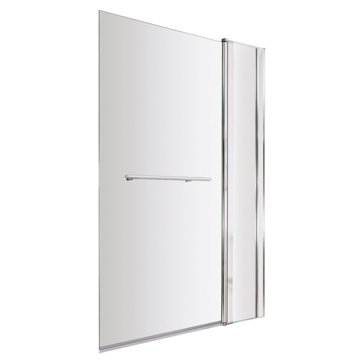 Polished Chrome Square Top Bath Screen Fixed Panel & Rail 1005mm(w) x 1435mm - 6mm Glass