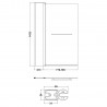 Polished Chrome Square Top Bath Screen Fixed Panel & Rail 1005mm(w) x 1435mm - 6mm Glass - Technical Drawing