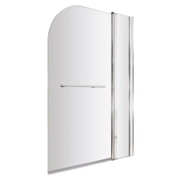 Polished Chrome Round Top Bath Screen Fixed Panel & Rail 1005mm(w) x 1435mm(h) - 6mm Glass