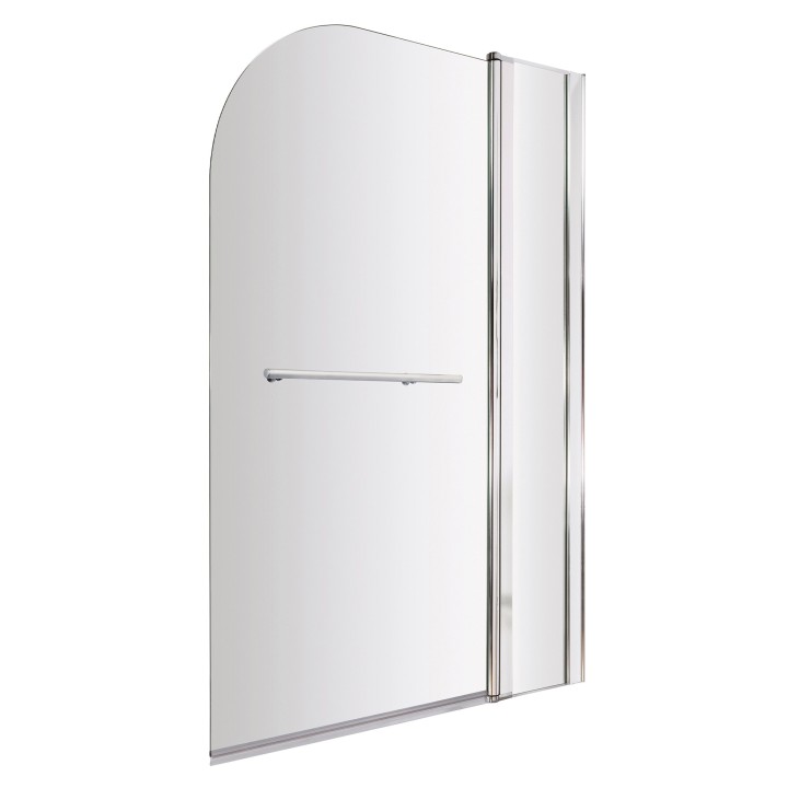 Polished Chrome Round Top Bath Screen Fixed Panel & Rail 1005mm(w) x 1435mm(h) - 6mm Glass