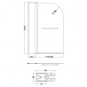 Polished Chrome Round Top Bath Screen Fixed Panel & Rail 1005mm(w) x 1435mm(h) - 6mm Glass - Technical Drawing