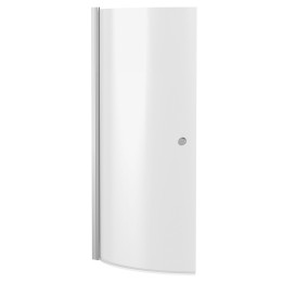 Polished Chrome Curved P-Bath Shape Screen & Knob 720mm(w) x 1435mm(h) - 6mm Glass