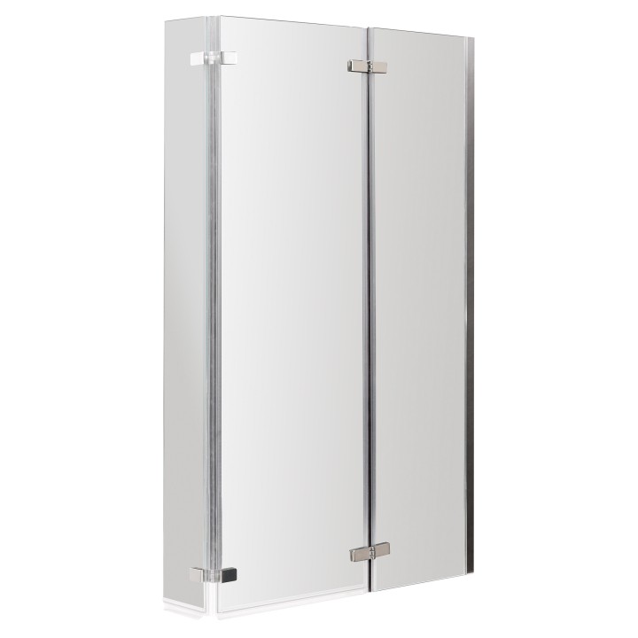 Polished Chrome "Quattro" L-Shape Double Hinged Bath Screen 965mm(w) x 1400mm(h) - 6mm Glass