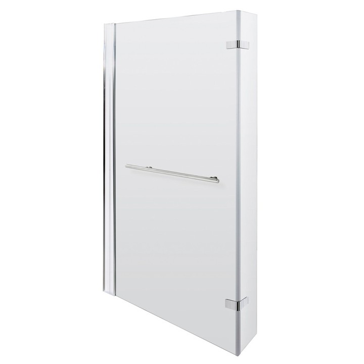 Polished Chrome "Quattro" L-Shape Hinged Bath Screen & Rail 805mm(w) x 1400mm(h) - 6mm Glass