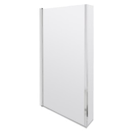 Polished Chrome "Quattro" L-Shape Hinged Bath Screen Fixed Return 805mm(w) x 1435mm(h) - 6mm Glass