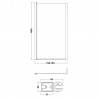 Polished Chrome "Quattro" L-Shape Hinged Bath Screen Fixed Return 805mm(w) x 1435mm(h) - 6mm Glass - Technical Drawing