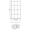 Satin Black "Pacific" Square Framed Designer Bath Screen 790mm(w) x 1435mm(h) - 6mm Glass - Technical Drawing