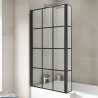 Satin Black "Pacific" Square Framed Designer Bath Screen & Fixed Return 805mm(w) x 1435mm(h) - 6mm Glass - Insitu