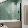 Satin Black "Pacific" Square Top Designer Bath Screen 790mm(w) x 1435mm(h) - 6mm Glass - Insitu
