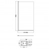 Satin Black "Pacific" Square Top Designer Bath Screen 790mm(w) x 1435mm(h) - 6mm Glass - Technical Drawing