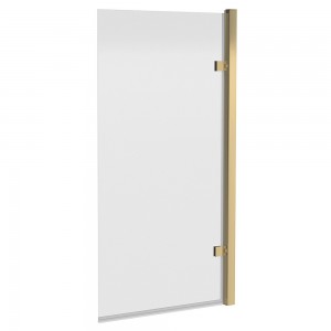 Brushed Brass Square Hinged Bath Screen 830 x 1520mm