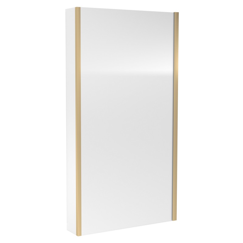 Pacific Brushed Brass Framed Square Bath Screen with Fixed Return Panel 1400mm H x 800mm W - 6mm Glass