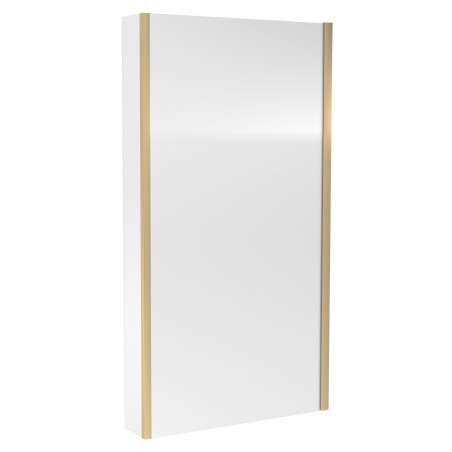 Pacific Brushed Brass Framed Square Bath Screen with Fixed Return Panel 1400mm H x 800mm W - 6mm Glass