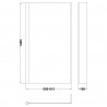 Pacific Brushed Brass Framed Square Bath Screen with Fixed Return Panel 1400mm H x 800mm W - 6mm Glass - Technical Drawing