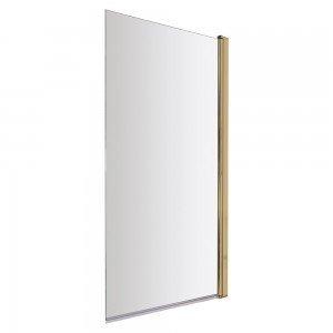 Pacific Square 6mm Toughened Safety Glass Shower Bath Screen - Brushed Brass