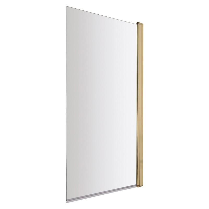 Pacific Square 6mm Toughened Safety Glass Shower Bath Screen - Brushed Brass