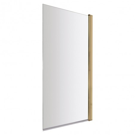 Pacific Square 6mm Toughened Safety Glass Shower Bath Screen - Brushed Brass