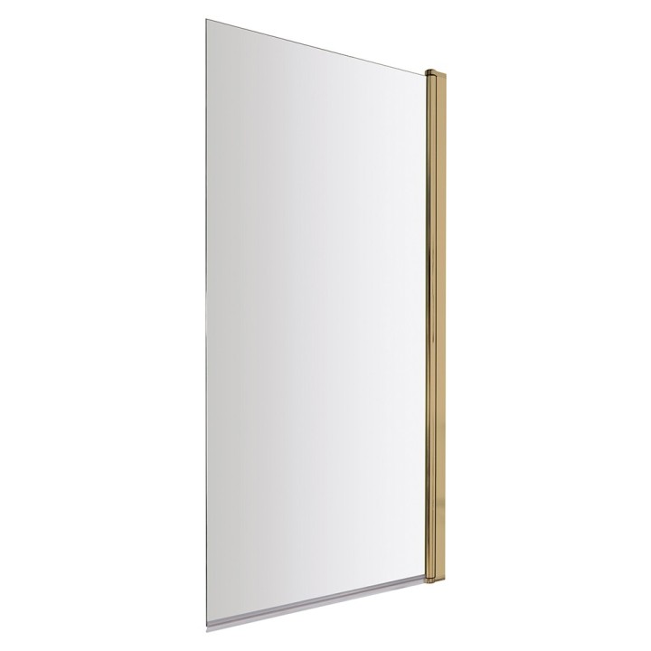 Pacific Square 6mm Toughened Safety Glass Shower Bath Screen - Brushed Brass