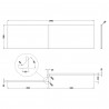 L-Shape Shower Bath Front Panel 1800mm - White - Technical Drawing
